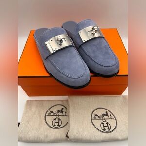 Hermès Iota Mule New In Box Blue Ciel Size 37